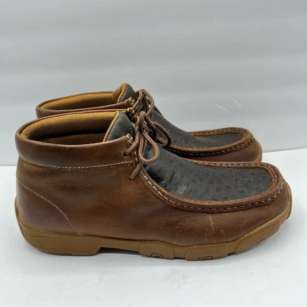 Justin Size 10.5 M Men's Cowhide Leather Casual Shoe Ostrich Vamp Mocs